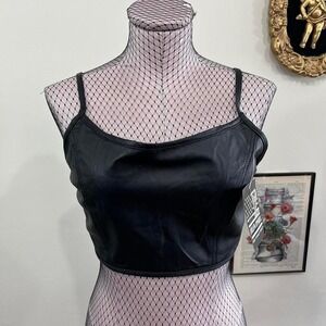 Vintage Y2K Dream Apparel Real Leather Biker Crop Tank – Size Small